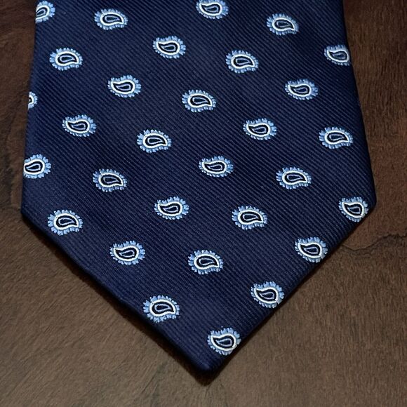 Yves Saint Laurent Pour Homme Blue Repp 100% Silk Men’s Neck Tie Made In Italy - Picture 1 of 9